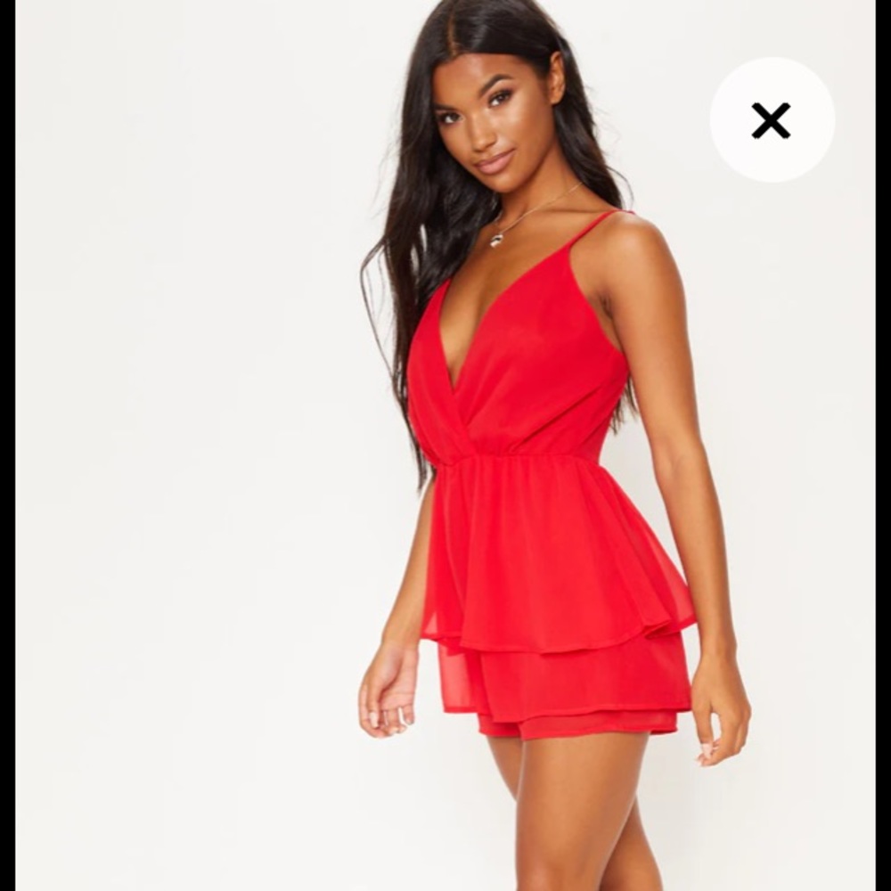 Pretty little thing red romper size 4